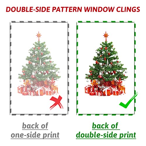 Red Christmas Window Clings Stickers Wreath Snowflakes Santa Wall Decorations - 11 Sheets