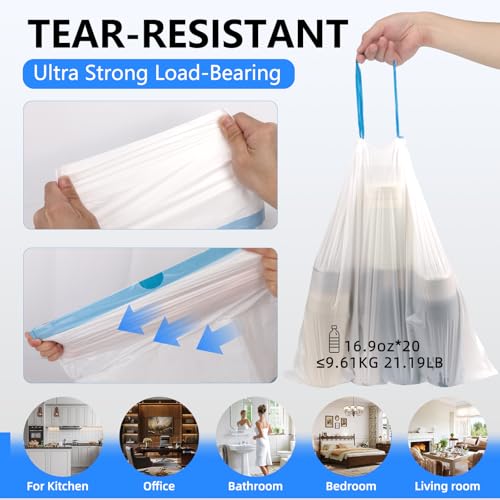 Bvidy 4 Gallon Trash Bags with Drawstring, 1.5 Mil Thick - 58 Count