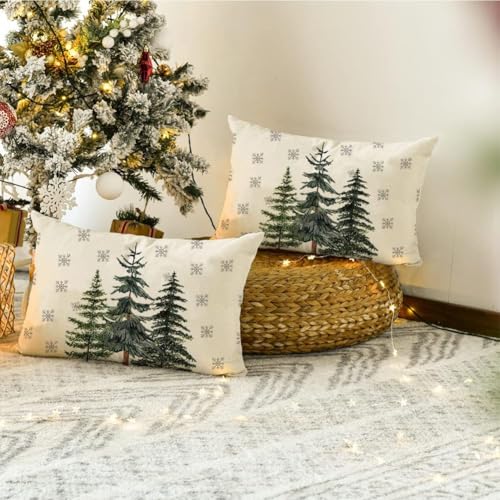 Christmas Outdoor Pillow Cover 12x20 Inch - Winter Snowflake Design