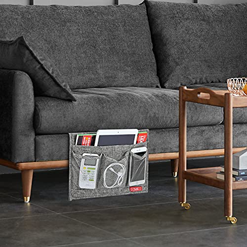 Zafit Linen Bedside Caddy - 4-Pocket Storage Organizer, Classic Grey
