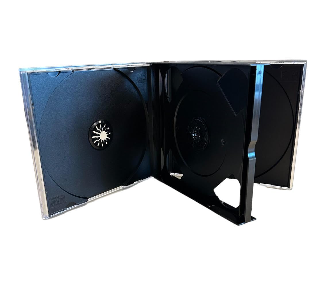 MediaPack4All 24mm Chubby Quad Jewel Case (4-Disc Capacity), Black Chubby Jewel Case for CD/DVD/Game Storage (5)