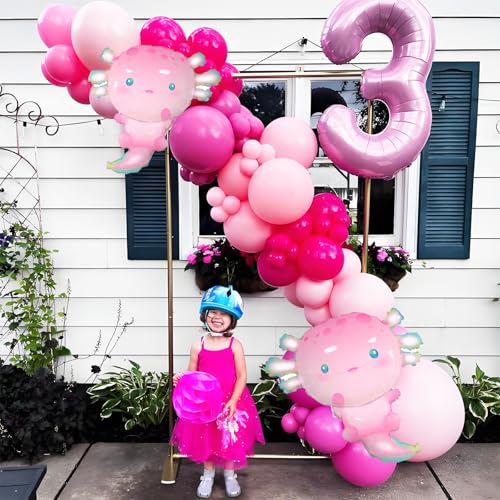 Axolotl Foil Balloons - Pink Party Decorations for Baby Showers & Themed Parties