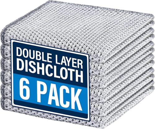 Dream Linen 6 Pack Non-Scratch Steel Wire Dishcloths - 8x8 Inch Cleaning Cloths for Kitchen & Home