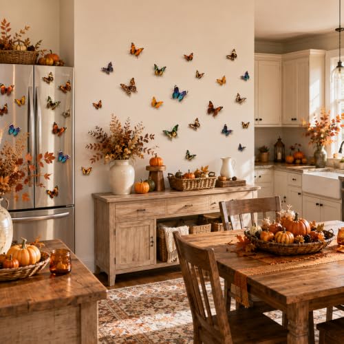 24Pcs Brown 3D Butterfly Wall Decor Stickers with Magnetic Base