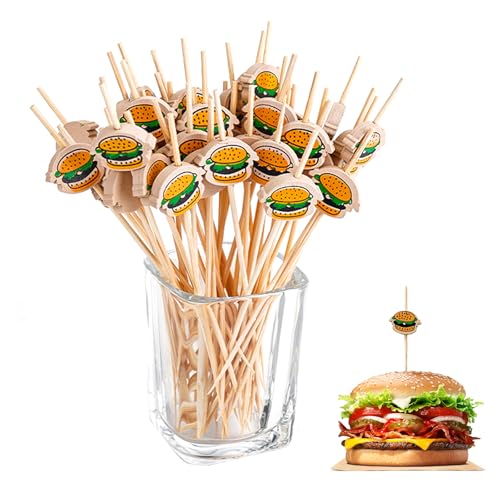 100PCS Hamburger Toothpicks - Reusable Cocktail Picks for Parties