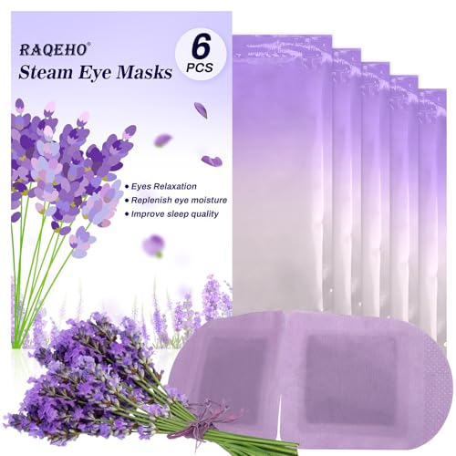 RAQEHO 6-Pack Lavender Self-Heating Steam Eye Mask for Dry Eye Relief