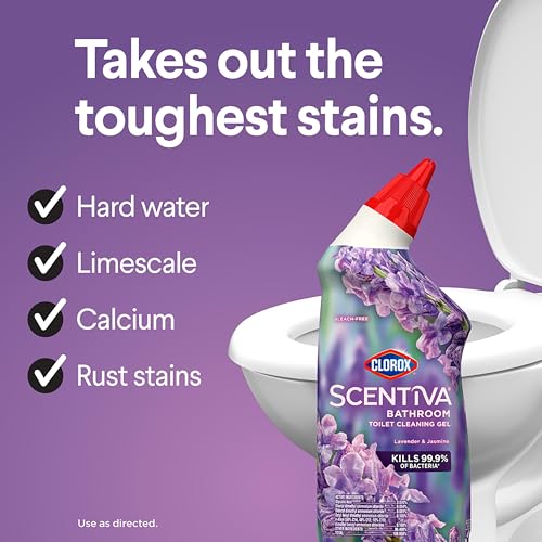 Clorox Scentiva Toilet Cleaning Gel, Lavender & Jasmine, 24 Fl Oz (Pack of 2)