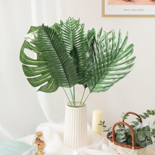 50pcs Green Artificial Tropical Palm Leaves for Party Decor