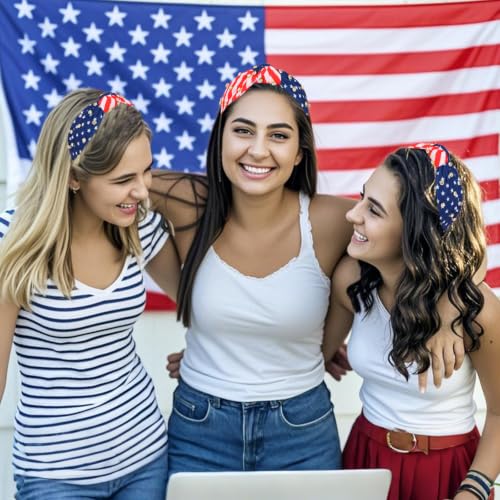 WHAVEL 4th of July Rhinestone Patriotic Knotted Headband 2-Pack