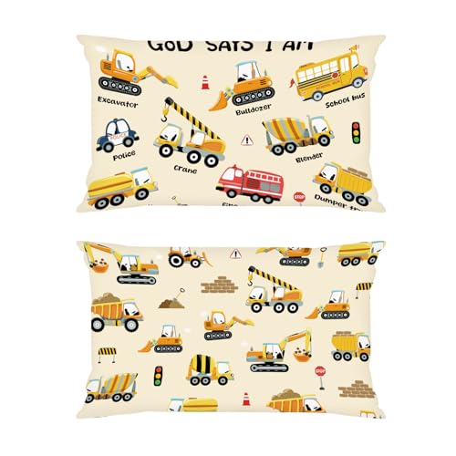 Set of 2 Kid Construction Themed Throw Pillow Covers - 13x18