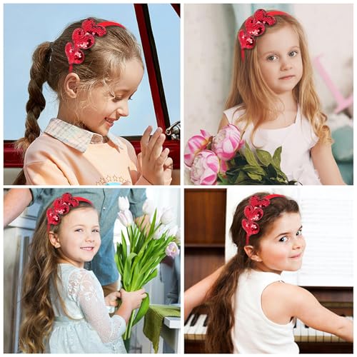 ZEYER Valentine's Day Glitter Heart Headband Red Sequin Hair Band