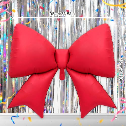 4 Pcs Giant Red Bow Balloons - 38 Inch Foil Decorations for Parties