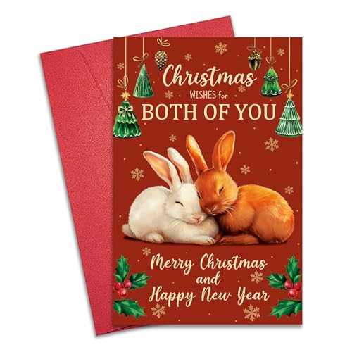 RollupJoy Cute Rabbit Christmas Card for Couples and Friends