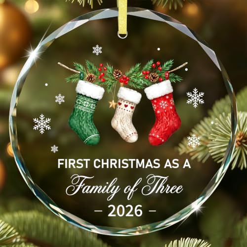 Baby First Christmas Ornament 2026 Family of Three Keepsake - Girl Boy Gift - Variation 01 Baby First Ornament