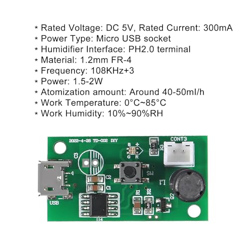 USB Mist Maker Module 5V Atomization Plate for Humidifier DIY Projects