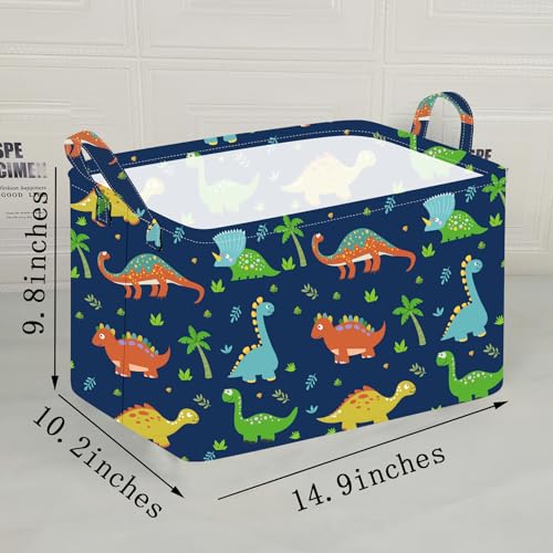 ACMUUNI Dinosaur Storage Basket, Rectangular Nursery Toy Bin with Handles