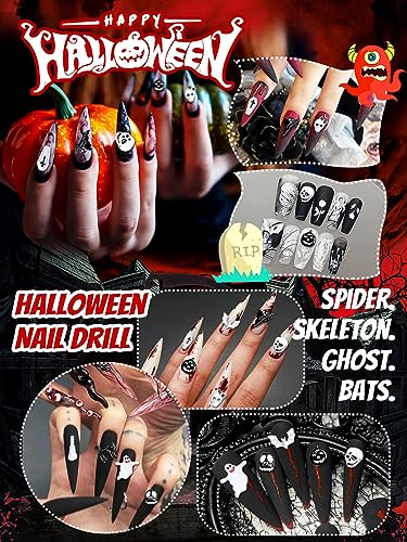 52 Pcs 3D Halloween Nail Art Charms Alloy Pumpkin Spider Skull Jewelry