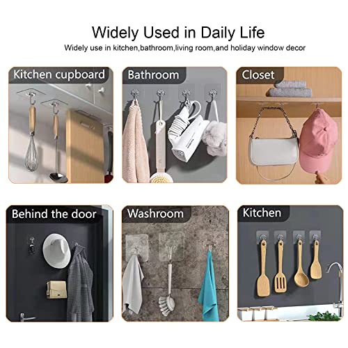 20 Heavy Duty Adhesive Hooks for Hanging - Strong Wall & Ceiling Hooks