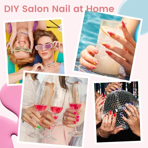 Quaferen Almond Nail Tips 240PCS Short Pre-Shaped Soft Gel Fake Nails
