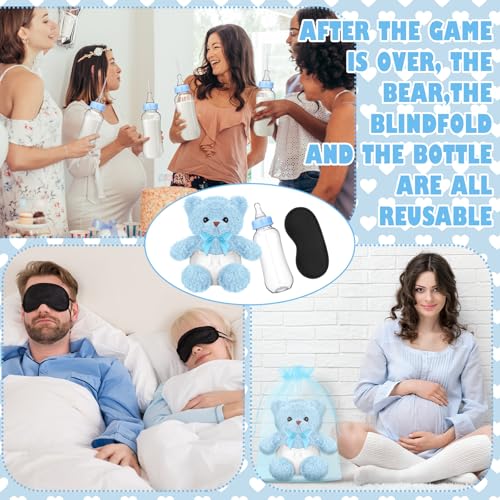 Baby Shower Bottle Chug & Diaper Games Set - Blue Bear Variation of THIS listing