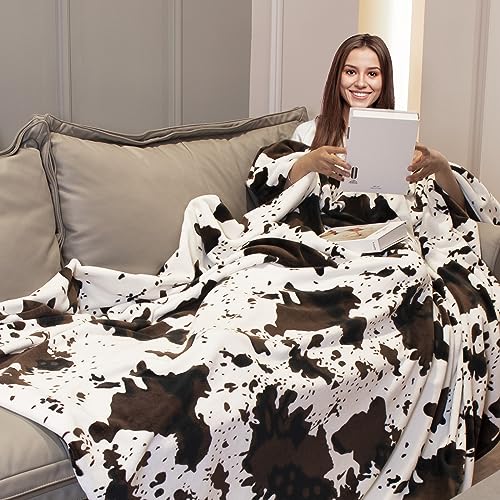 Cow Print Fleece Throw Blanket - Soft & Cozy 50"x60"