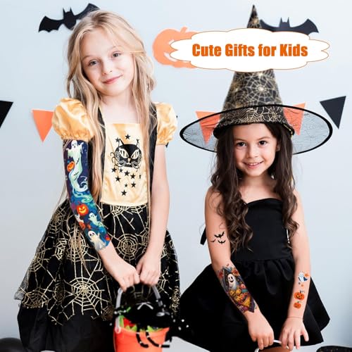 Partywind Kids Temporary Tattoo Sleeves - 36 Sheets Halloween Fake Tattoos