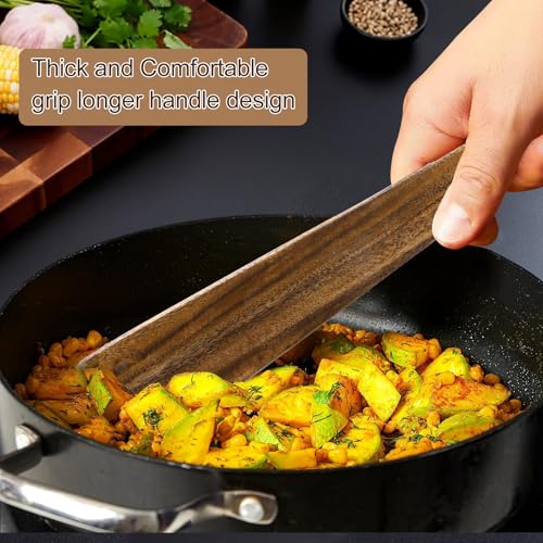 12-Inch Natural Teak Wood Cooking Spatula - Non-Toxic & Durable