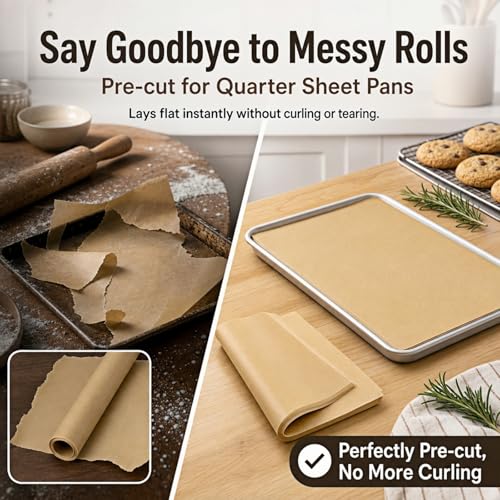 100 Pcs Unbleached Parchment Paper Sheets - 9x13 Non-Stick Baking Liners