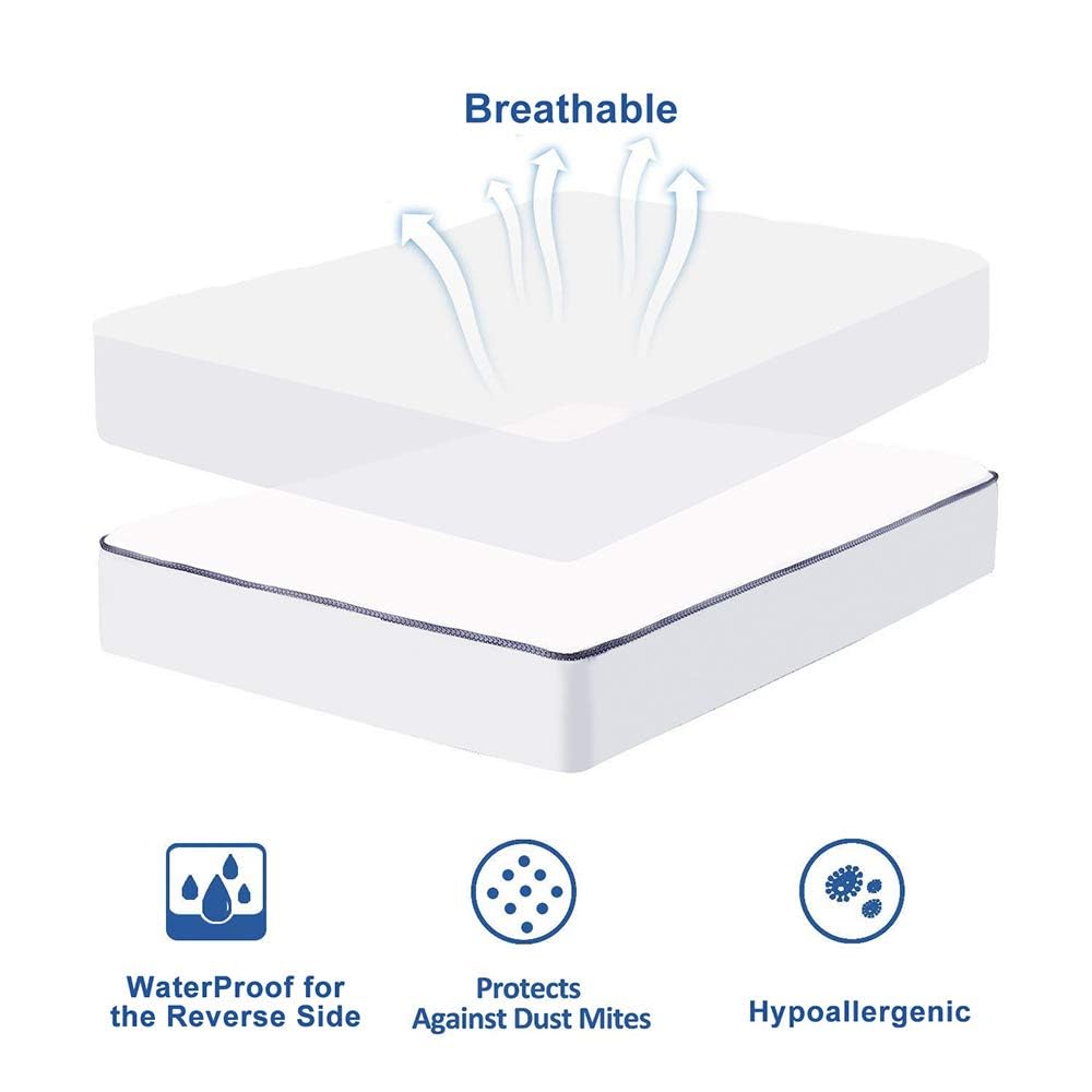 WhatsBedding Waterproof Mattress Pad King Size Cotton Top Down Alternative Filling Pillowtop Mattress Topper Cover-Fitted Quilted (Waterproof King)