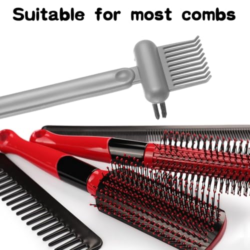 Qianyu 2-in-1 Hair Brush Cleaner Tool & Comb Remover (2-Pack, Grey)