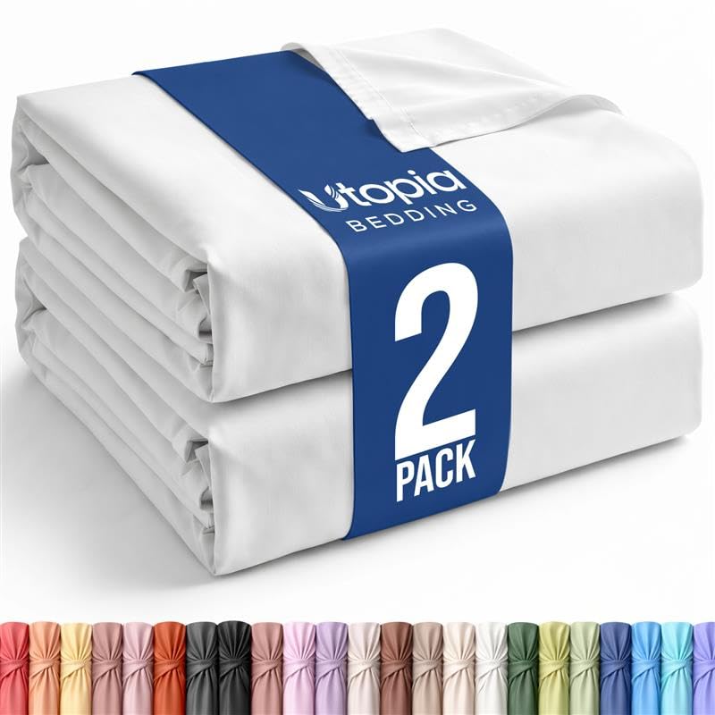 Utopia Bedding King Size Flat Sheets - Ultra Soft Microfiber, 2-Pack, White