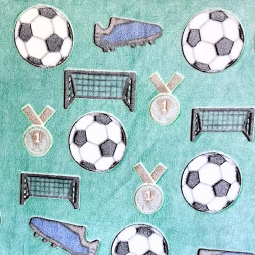 Glow in The Dark Soccer Throw Blanket - Cozy Fleece for Kids, 50"x60" Green