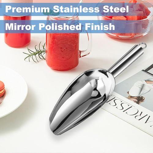 6 oz Stainless Steel Ice Scoop - Durable Metal Scooper for Bars, Kitchens & Parties