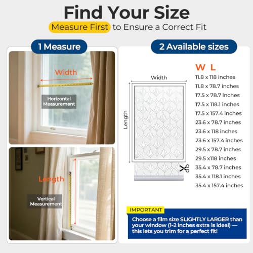 OHTMERU Decorative Window Privacy Film | Non-Adhesive, Anti-Glare