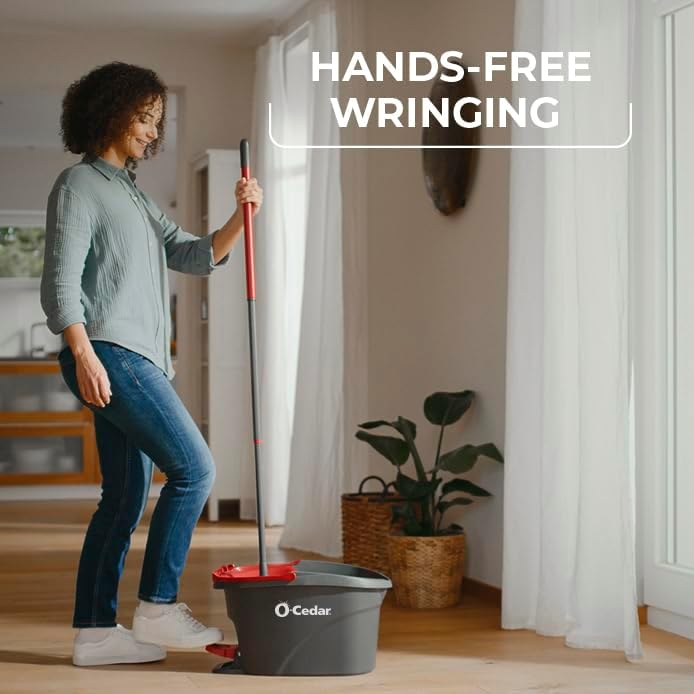 O-Cedar Easy Wring Spin Mop System - Includes 3 Extra Refills for Effortless Cleaning