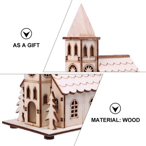 BESPORTBLE Christmas Village House - LED Light-Up Rustic Church Ornament | Beige Winter Decoration