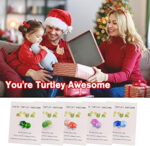 Mini Pocket Hug Turtle Gift Set - 5 Colorful Figurines & Envelopes