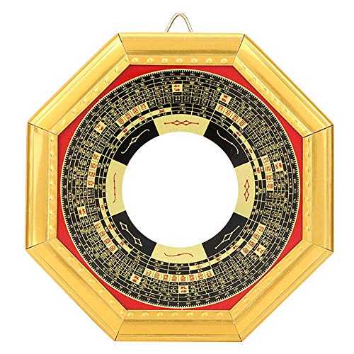 Tyenaza Brown Feng Shui Bagua Concave Mirror for Luck & Protection