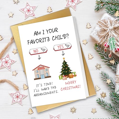 Funny Christmas Card for Parents - Blank Inside, Luxury Quality