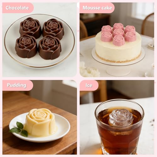 2-Pack Rose Silicone Chocolate Molds - 20-Cavity Flower Candy Mold Set