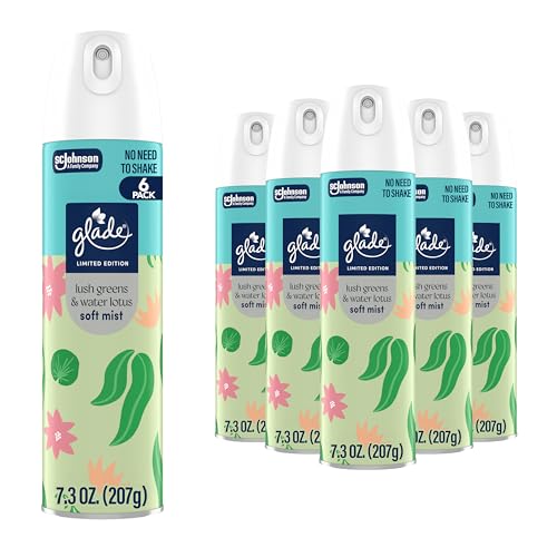 Glade Soft Mist Air Freshener Spray - Lush Greens & Water Lotus, 6 Pack