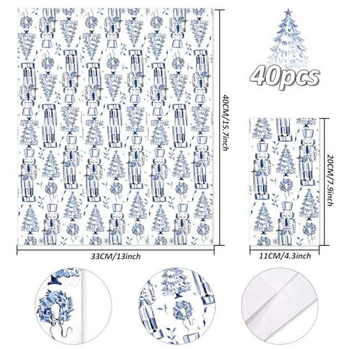 Christmas Chinoiserie Nutcracker Guest Napkins - 40 Disposable Paper Hand Towels
