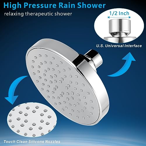 Nuodan 4.7-Inch High-Pressure Rainfall Shower Head - Chrome (1 Pack)