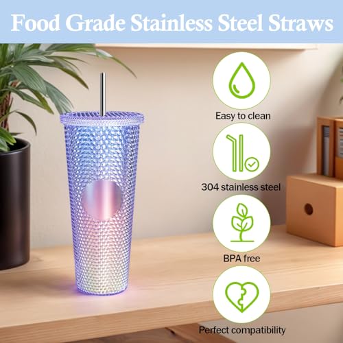 10.5 Inch Stainless Steel Straws - 6 Pack for Starbucks Venti 24 oz