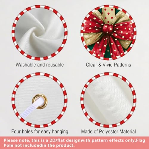 Christmas Bow Dots Door Banner - 35x71 Inches Polyester Decor