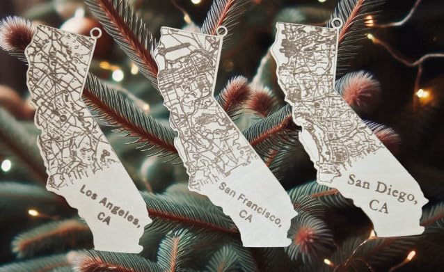 California State Map Christmas Ornament with San Diego Variation