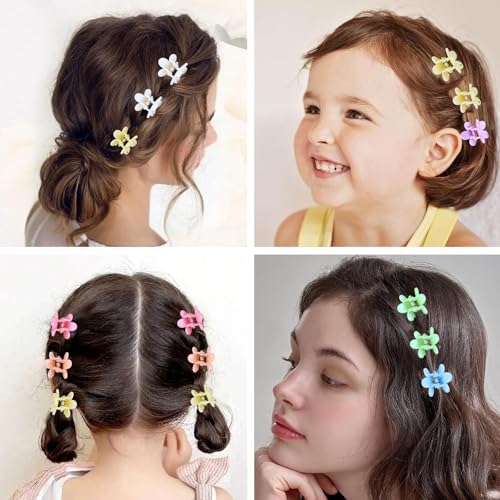 TODDER 18 Pack Small Flower Hair Clips Mini Claw Clips for Kids Women