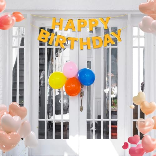 Yellow Happy Birthday Banner - Durable Party Decor for All Ages