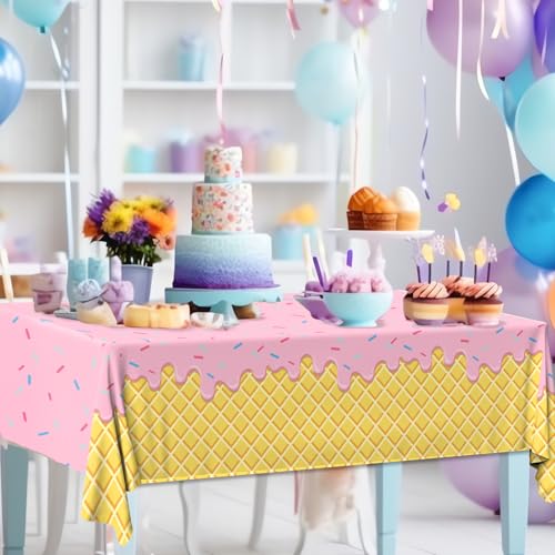 Ice Cream Party Tablecloth Set - 4 Pack for Summer Celebrations