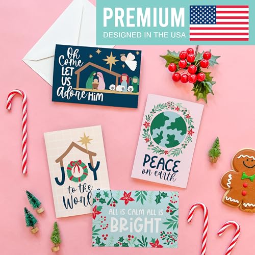 Religious Christmas Cards with Envelopes - Scripture 54 pcs - USA Designed